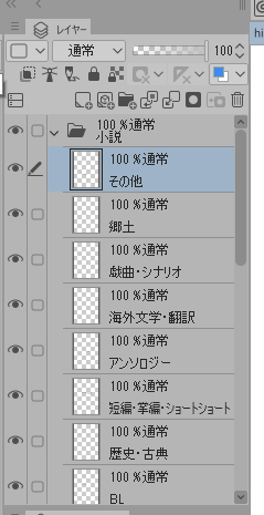 大分類でフォルダー分けしたところ